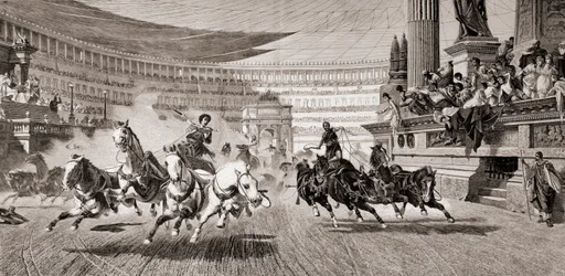 Chariot race at Roman games, from 